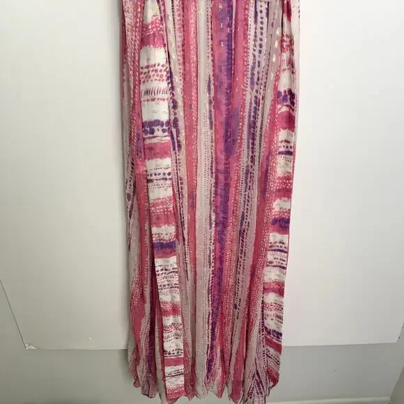 Rococo Sand Maxi Cherie Pink Sparkle Striped Purple Dress Womens Medium